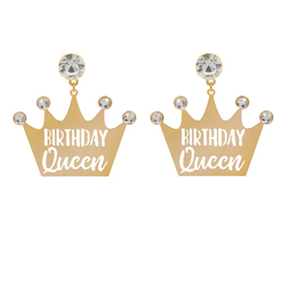 BIRTHDAY QUEEN Crown Earrings - Picture 1 of 1